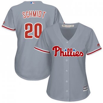 Phillies #20 Mike Schmidt Grey Road Women's Stitched Baseball Jersey