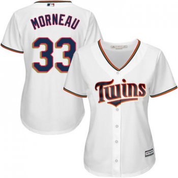 Twins #33 Justin Morneau White Home Women's Stitched Baseball Jersey