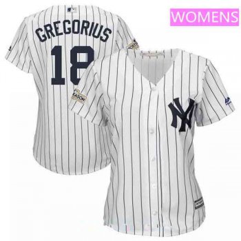 Women's New York Yankees #18 Didi Gregorius Majestic White 2017 Postseason Cool Base Player Jersey