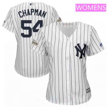 Women's New York Yankees #54 Aroldis Chapman Majestic White 2017 Postseason Cool Base Player Jersey