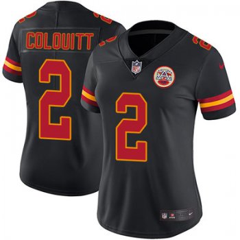 Women's Nike Kansas City Chiefs #2 Dustin Colquitt Black Stitched NFL Limited Rush Jersey