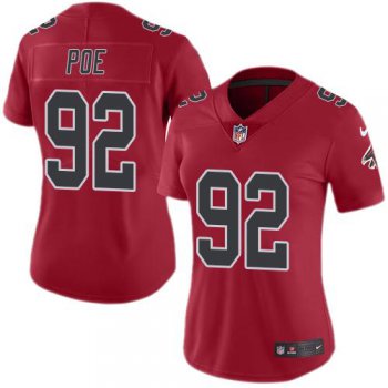 Women's Nike Falcons #92 Dontari Poe Red Stitched NFL Limited Rush Jersey