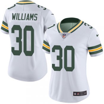 Women's Nike Packers #30 Jamaal Williams White Stitched NFL Vapor Untouchable Limited Jersey