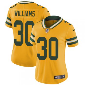 Women's Nike Packers #30 Jamaal Williams Yellow Stitched NFL Limited Rush Jersey