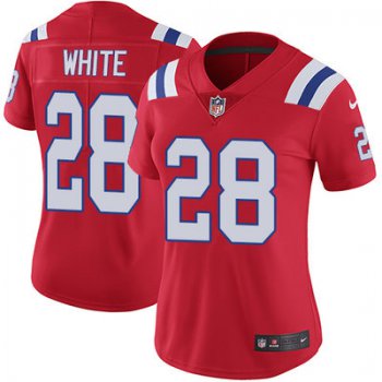 Women's Nike Patriots #28 James White Red Alternate Stitched NFL Vapor Untouchable Limited Jersey