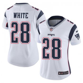 Women's Nike Patriots #28 James White White Stitched NFL Vapor Untouchable Limited Jersey