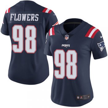 Women's Nike Patriots #98 Trey Flowers Navy Blue Stitched NFL Limited Rush Jersey