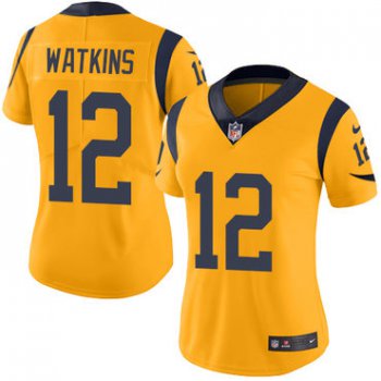 Women's Nike Rams #12 Sammy Watkins Gold Stitched NFL Limited Rush Jersey