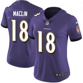 Women's Nike Ravens #18 Jeremy Maclin Purple Team Color Stitched NFL Vapor Untouchable Limited Jersey