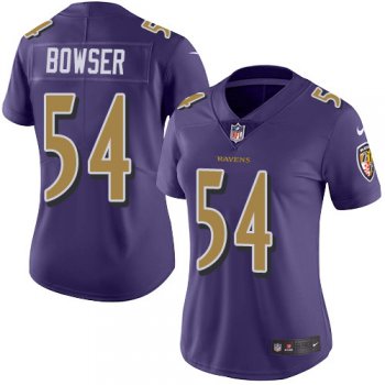 Women's Nike Ravens #54 Tyus Bowser Purple Stitched NFL Limited Rush Jersey