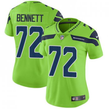 Women's Nike Seahawks #72 Michael Bennett Green Stitched NFL Limited Rush Jersey