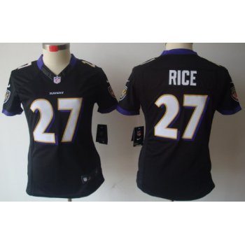 Nike Baltimore Ravens #27 Ray Rice Black Limited Womens Jersey