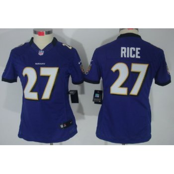 Nike Baltimore Ravens #27 Ray Rice Purple Limited Womens Jersey