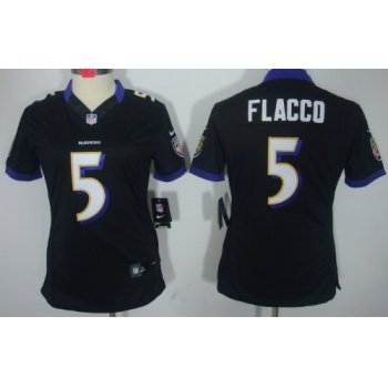 Nike Baltimore Ravens #5 Joe Flacco Black Limited Womens Jersey