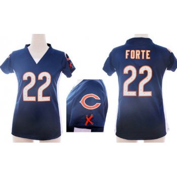 Nike Chicago Bears #22 Matt Forte 2012 Blue Womens Draft Him II Top Jersey