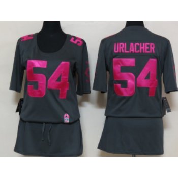 Nike Chicago Bears #54 Brian Urlacher Breast Cancer Awareness Gray Womens Jersey