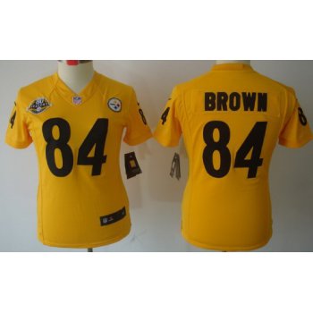 Nike Pittsburgh Steelers #84 Antonio Brown Yellow Limited Womens 80TH Jersey