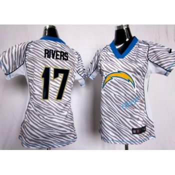 Nike San Diego Chargers #17 Philip Rivers 2012 Womens Zebra Fashion Jersey
