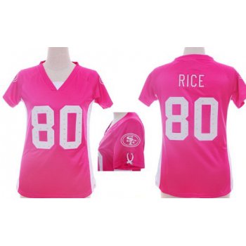 Nike San Francisco 49ers #80 Jerry Rice 2012 Pink Womens Draft Him II Top Jersey