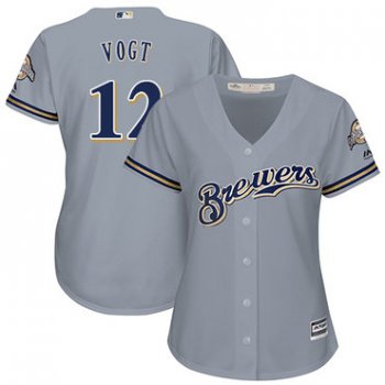 Brewers #12 Stephen Vogt Grey Road Women's Stitched Baseball Jersey
