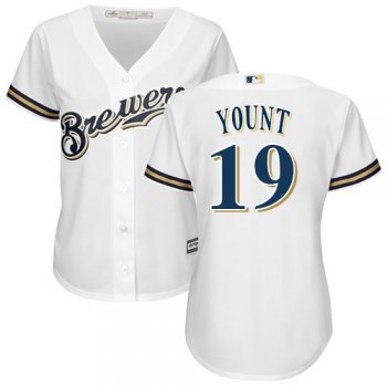 Brewers #19 Robin Yount White Home Women's Stitched Baseball Jersey