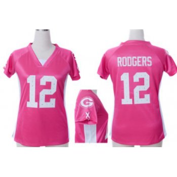 Nike Green Bay Packers #12 Aaron Rodgers 2012 Pink Womens Draft Him II Top Jersey