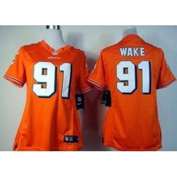 Nike Miami Dolphins #91 Cameron Wake Orange Game Womens Jersey
