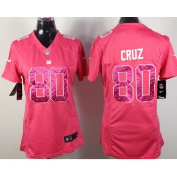 Nike New York Giants #80 Victor Cruz Pink Sweetheart Diamond Womens Jersey