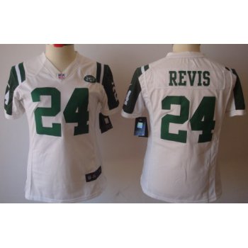 Nike New York Jets #24 Darrelle Revis White Limited Womens Jersey