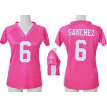 Nike New York Jets #6 Mark Sanchez 2012 Pink Womens Draft Him II Top Jersey