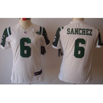 Nike New York Jets #6 Mark Sanchez White Limited Womens Jersey
