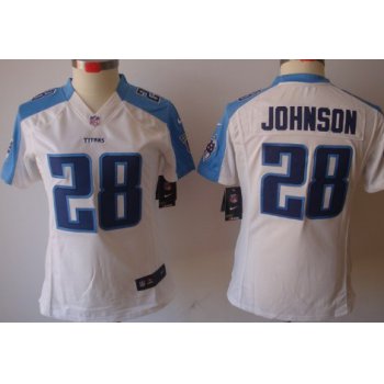 Nike Tennessee Titans #28 Chris Johnson White Limited Womens Jersey