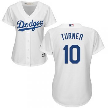 Dodgers #10 Justin Turner White Home Women's Stitched Baseball Jersey