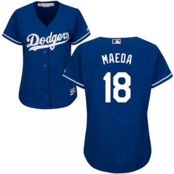 Dodgers #18 Kenta Maeda Blue Alternate Women's Stitched Baseball Jersey