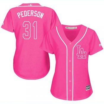 Dodgers #31 Joc Pederson Pink Fashion Women's Stitched Baseball Jersey