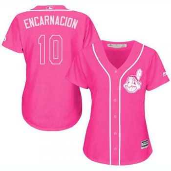 Indians #10 Edwin Encarnacion Pink Fashion Women's Stitched Baseball Jersey