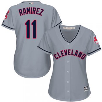 Indians #11 Jose Ramirez Grey Road Women's Stitched Baseball Jersey