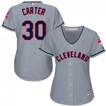 Indians #30 Joe Carter Grey Road Women's Stitched Baseball Jersey