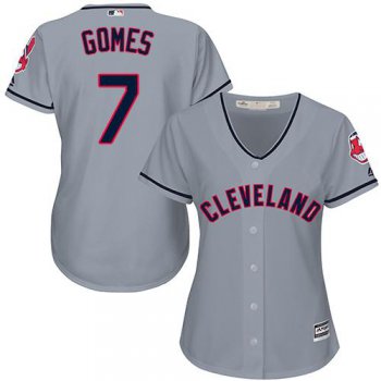 Indians #7 Yan Gomes Grey Road Women's Stitched Baseball Jersey