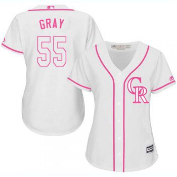 Rockies #55 Jon Gray White Pink Fashion Women's Stitched Baseball Jersey