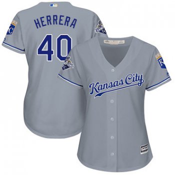 Royals #40 Kelvin Herrera Grey Road Women's Stitched Baseball Jersey