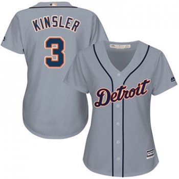 Tigers #3 Ian Kinsler Grey Road Women's Stitched Baseball Jersey