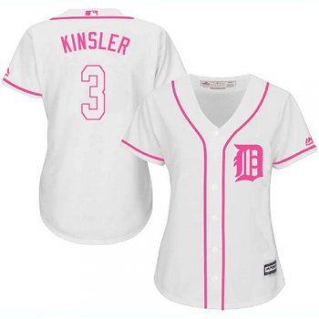 Tigers #3 Ian Kinsler White Pink Fashion Women's Stitched Baseball Jersey