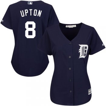Tigers #8 Justin Upton Navy Blue Alternate Women's Stitched Baseball Jersey