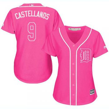 Tigers #9 Nick Castellanos Pink Fashion Women's Stitched Baseball Jersey