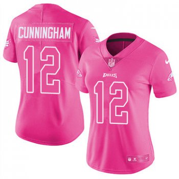 Nike Eagles #12 Randall Cunningham Pink Women's Stitched NFL Limited Rush Fashion Jersey