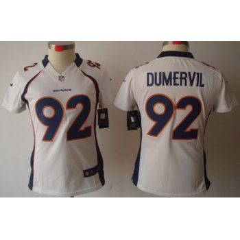 Nike Denver Broncos #92 Elvis Dumervil White Limited Womens Jersey