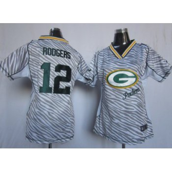 Nike Green Bay Packers #12 Aaron Rodgers 2012 Womens Zebra Fashion Jersey