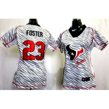 Nike Houston Texans #23 Arian Foster 2012 Womens Zebra Fashion Jersey