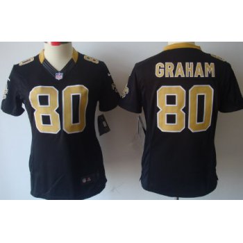 Nike New Orleans Saints #80 Jimmy Graham Black Limited Womens Jersey